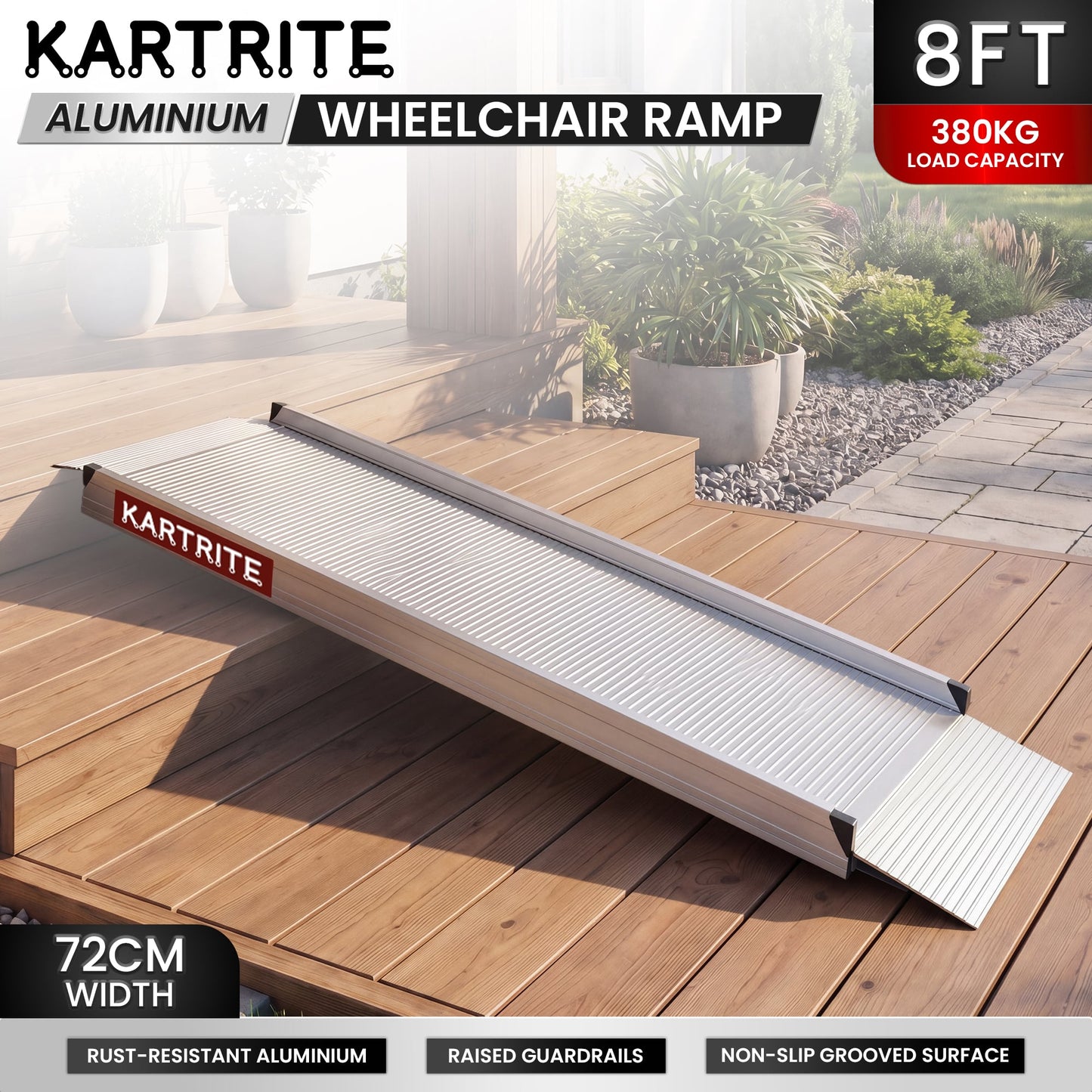 Kartrite 8ft Aluminium Wheelchair Ramp 380kg Capacity 72cm Width