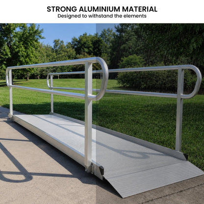 Kartrite 8ft Aluminium Wheelchair Ramp w/ Handrails 380kg Capacity 93.5cm Width
