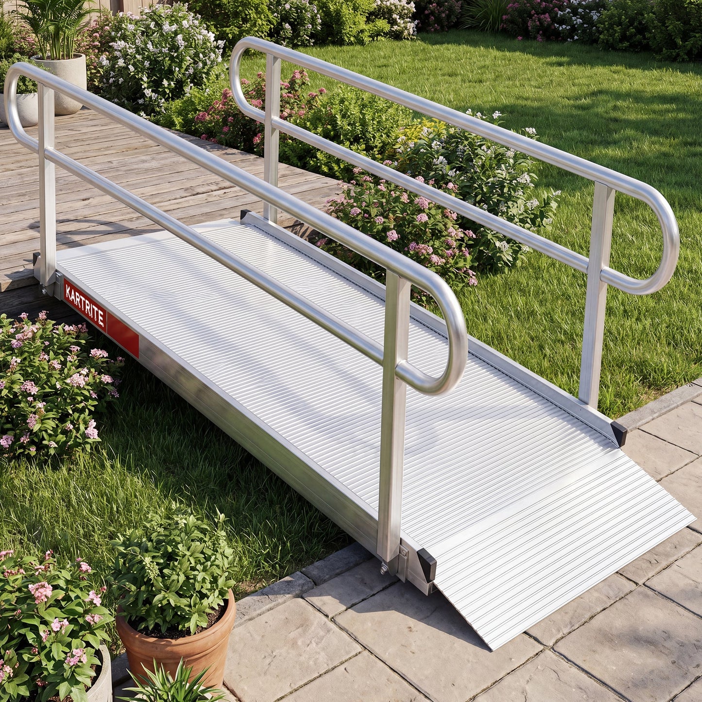 Kartrite 8ft Aluminium Wheelchair Ramp w/ Handrails 380kg Capacity 93.5cm Width