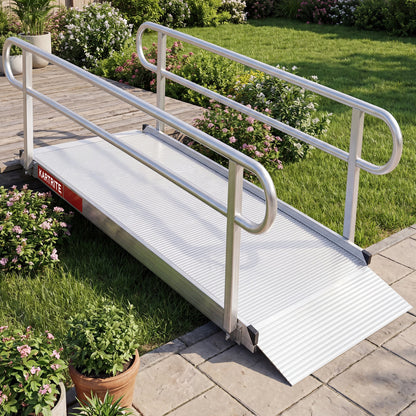 Kartrite 8ft Aluminium Wheelchair Ramp w/ Handrails 380kg Capacity 93.5cm Width