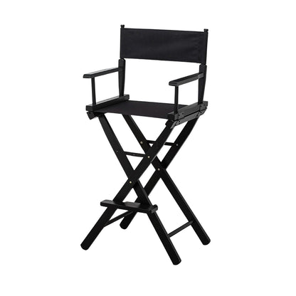 Sarantino Black Tall Directors Chair Beech Wood Frame with Canvas Seat