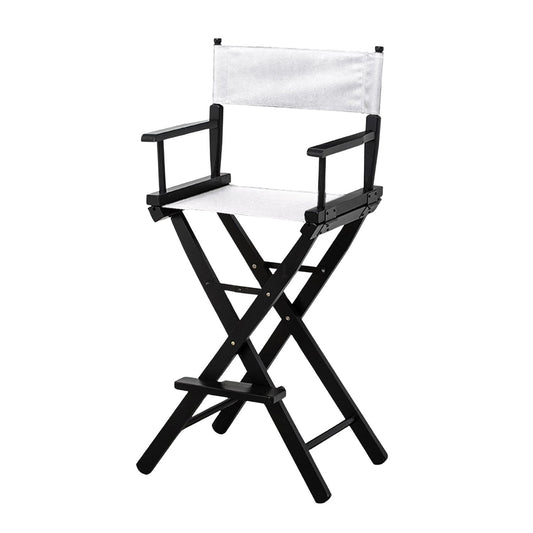 Sarantino Tall Directors Chair Bar Stool Seat - White