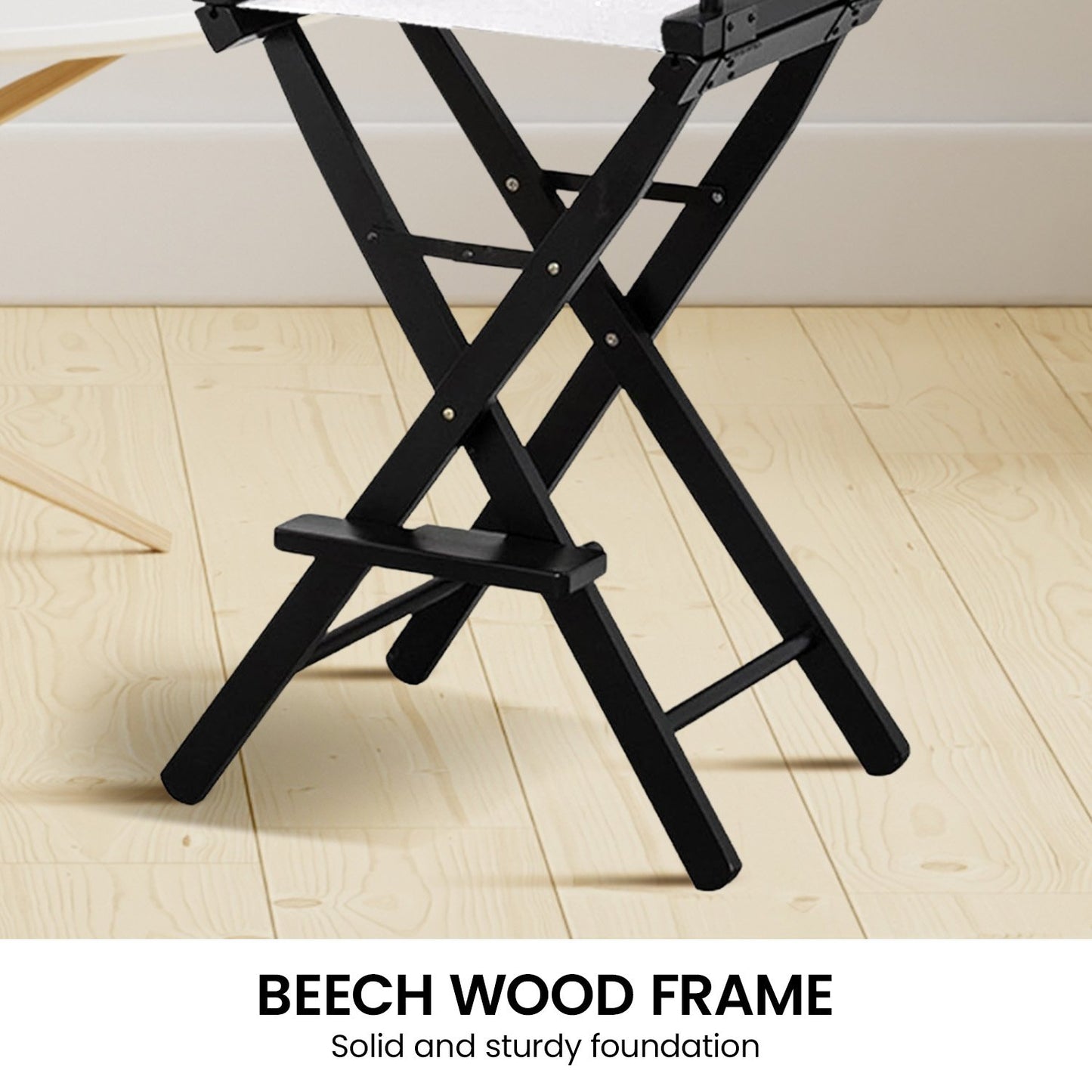 Sarantino Tall Directors Chair Bar Stool Seat - White
