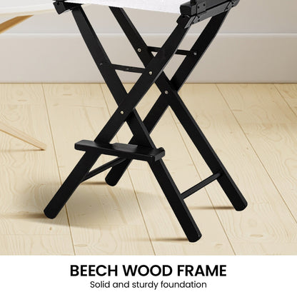Sarantino Tall Directors Chair Bar Stool Seat - White