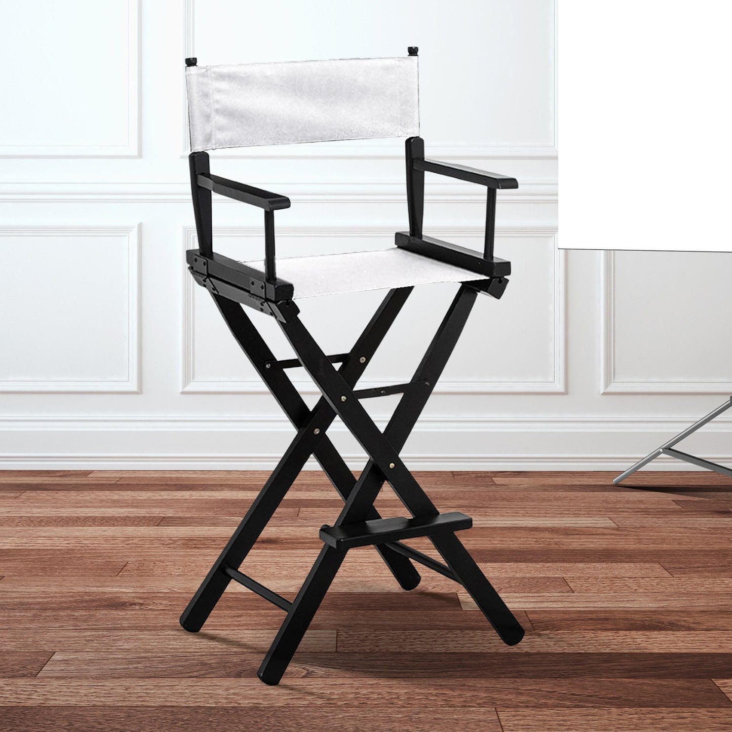 Sarantino Tall Directors Chair Bar Stool Seat - White