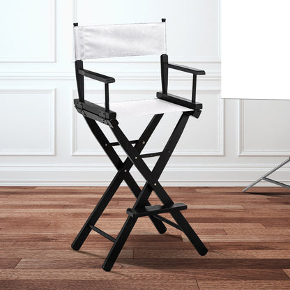 Sarantino Tall Directors Chair Bar Stool Seat - White