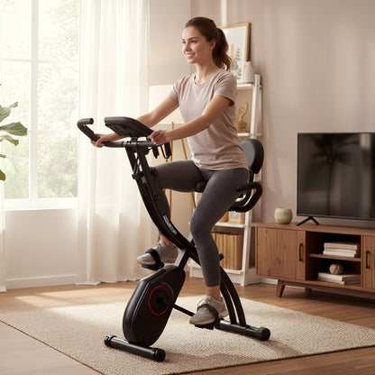 Powertrain 135E 4-in-1 Foldable X-Bike with LCD Display and Resistance Bands