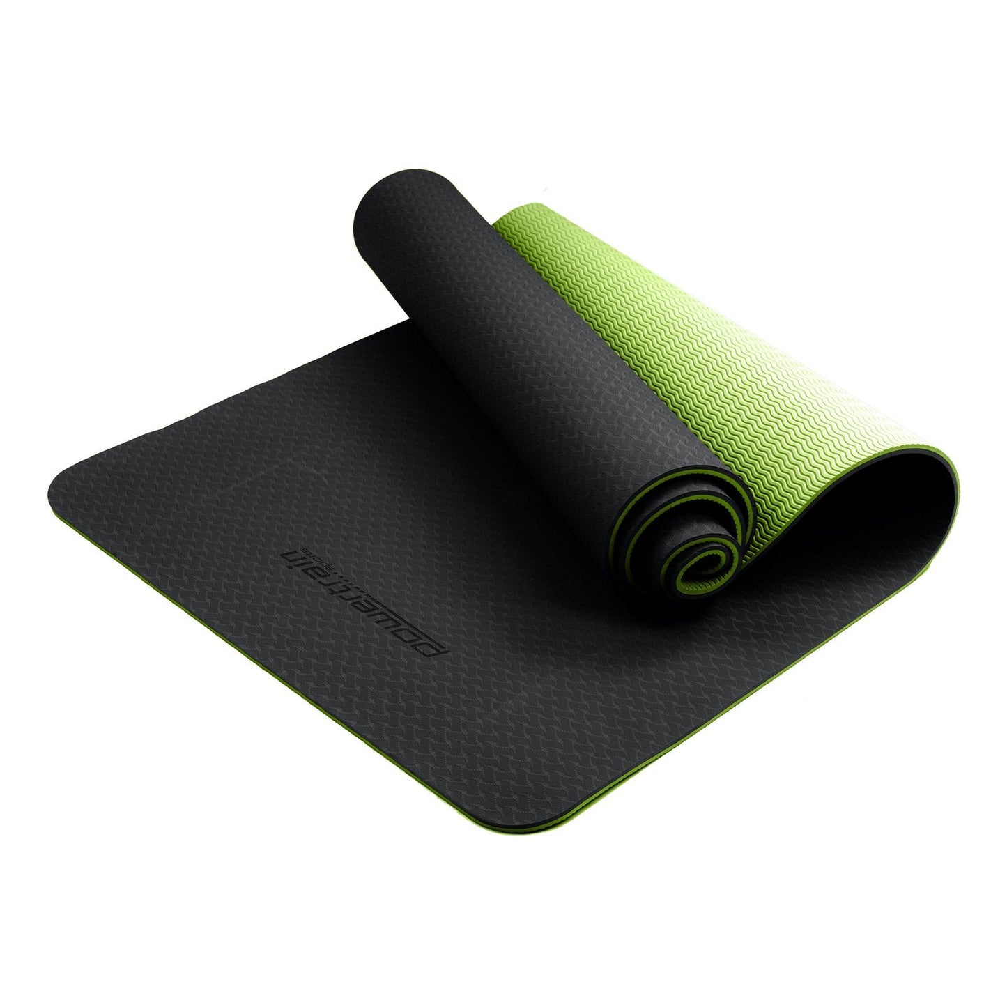 Powertrain 8mm Thick Yoga Exercise Mat Home Gym Pilates Fitness TPE - Black Green