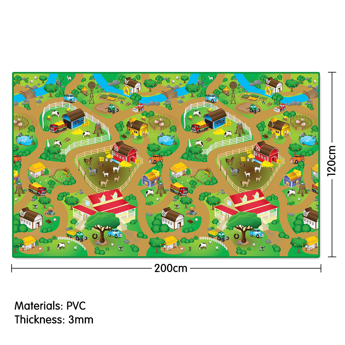 Rollmatz Farm Design Baby Kids Floor Play Mat 200cm x 120cm