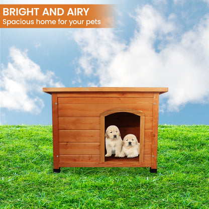 Little Buddies Wooden Flat Roof Dog Kennel - Small