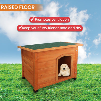 Little Buddies Wooden Flat Roof Dog Kennel - Small