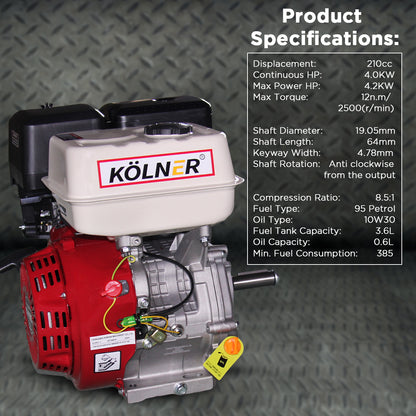 7HP Horizontal Key Shaft Q Type Petrol ENGINE - Recoil Start