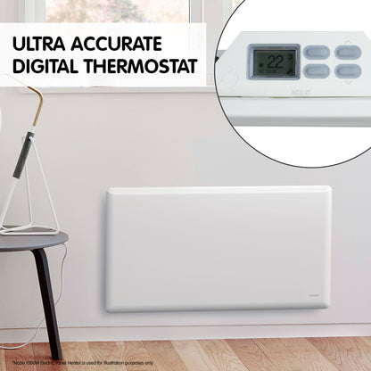 Nobo 2000W NTL4S20-FS40 Electric Panel Heater Thermostat & Castors