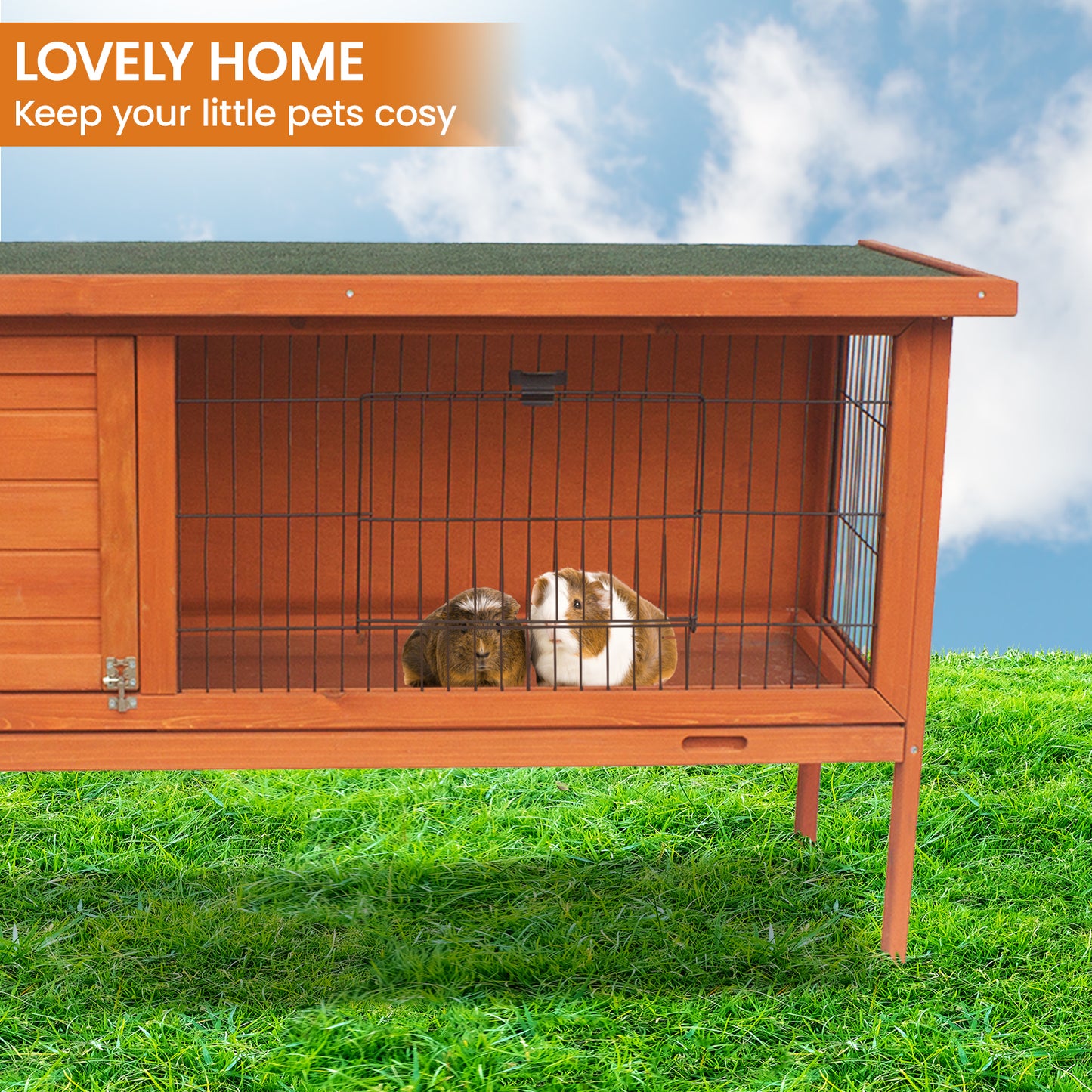 Little Buddies Wooden Pet Rabbit Hutch 2 Sections - Large