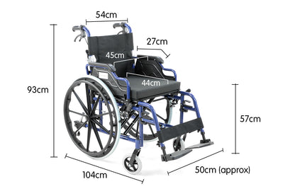 Orthonica Wheelchair Manual Mobility Aid-  Lincoln Blue