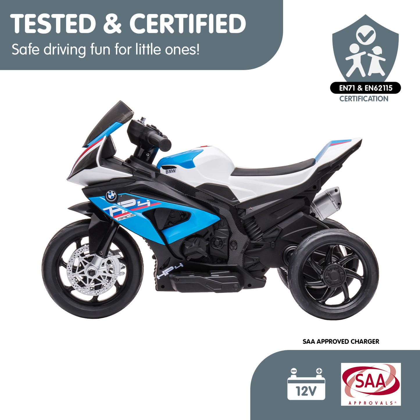 BMW HP4 Race Kids Toy Electric Ride On Motorcycle - Blue