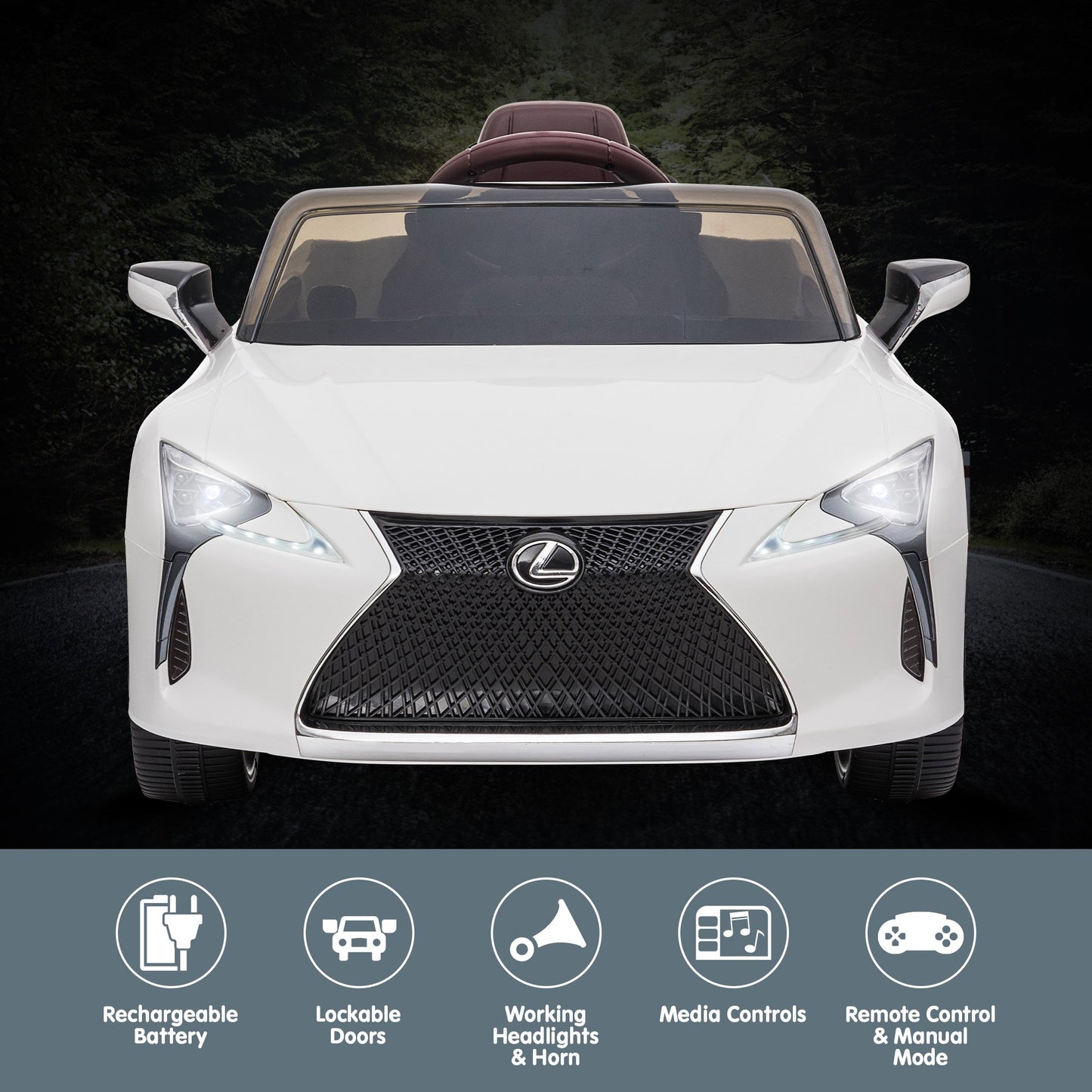 Licensed Lexus LC 500 Kids Electric Ride On Car - White