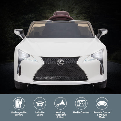 Licensed Lexus LC 500 Kids Electric Ride On Car - White