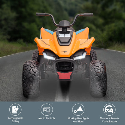 Licensed MCL35 McLaren Kids Toy Ride On Electric Quad Bike - Orange