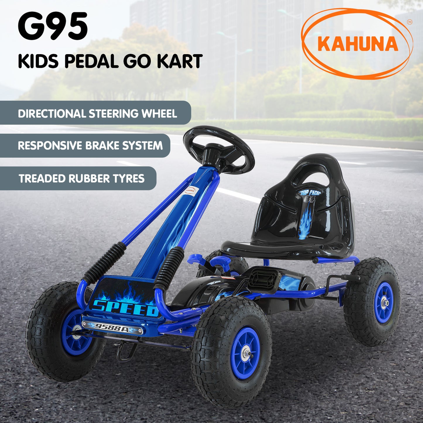 Kahuna G95 Kids Ride On Pedal Go Kart - Blue