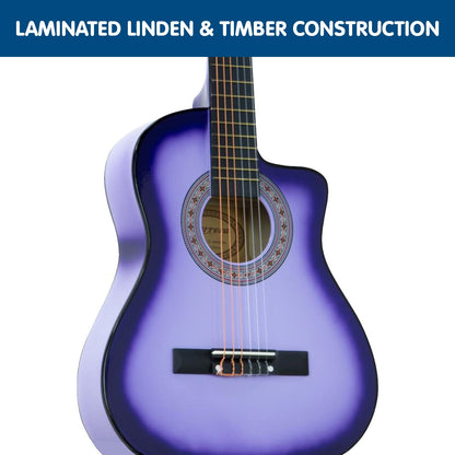 38in Cutaway Acoustic Guitar with guitar bag - Purple Burst