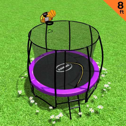 Trampoline 8 ft Kahuna with Basketball set - Purple