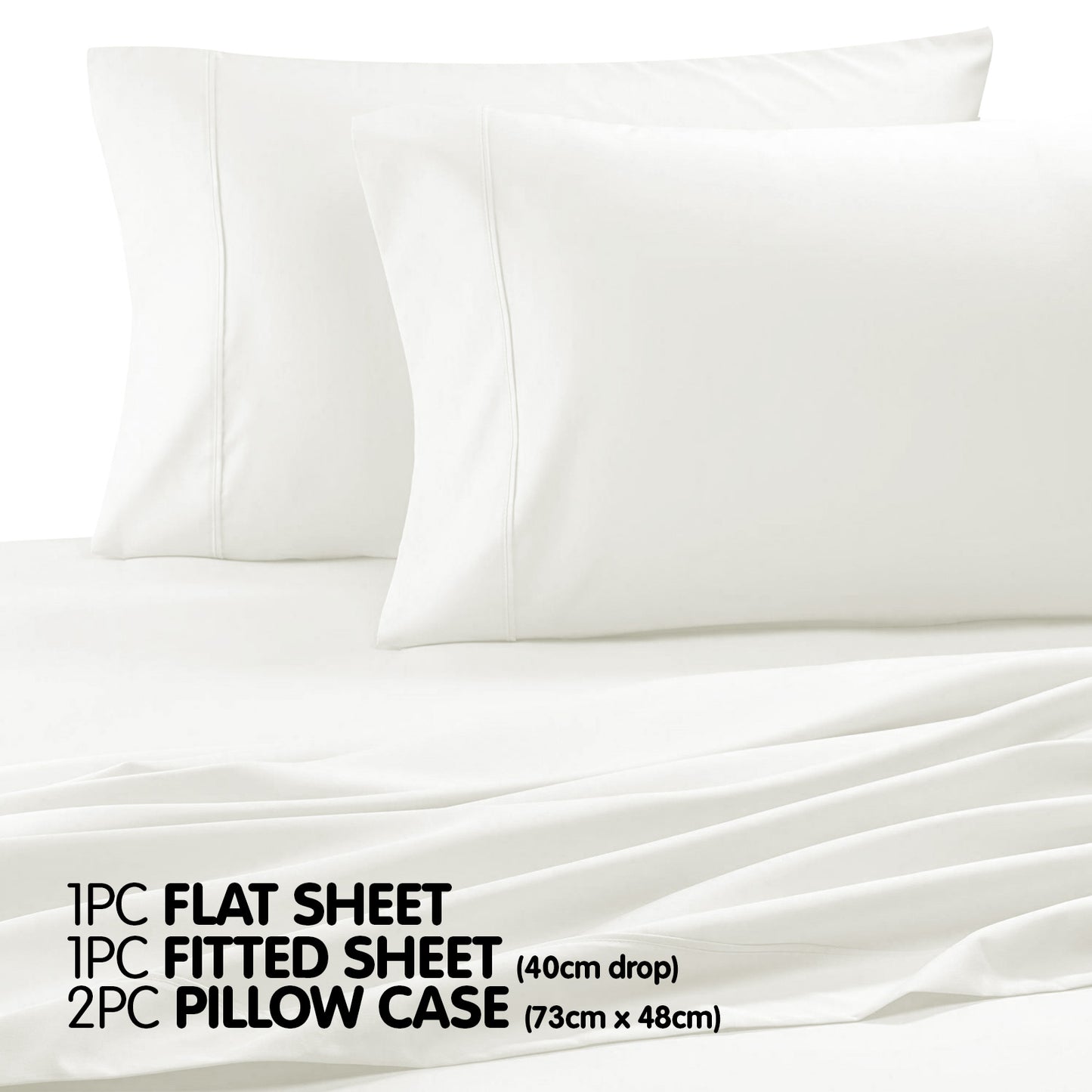 4pc 1000 Thread Count Cotton Rich King Bed Sheet Set CVC Microfibre Blend - White