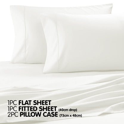 4pc 1000 Thread Count Cotton Rich King Bed Sheet Set CVC Microfibre Blend - White