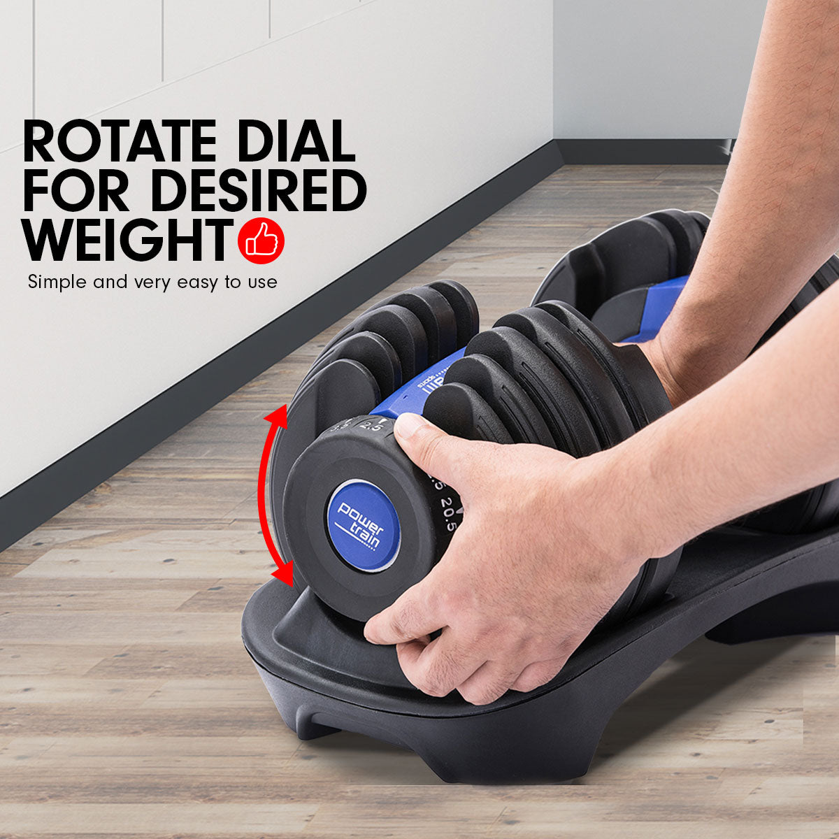 48KG Powertrain Adjustable Dumbbell Set With Stand Blue