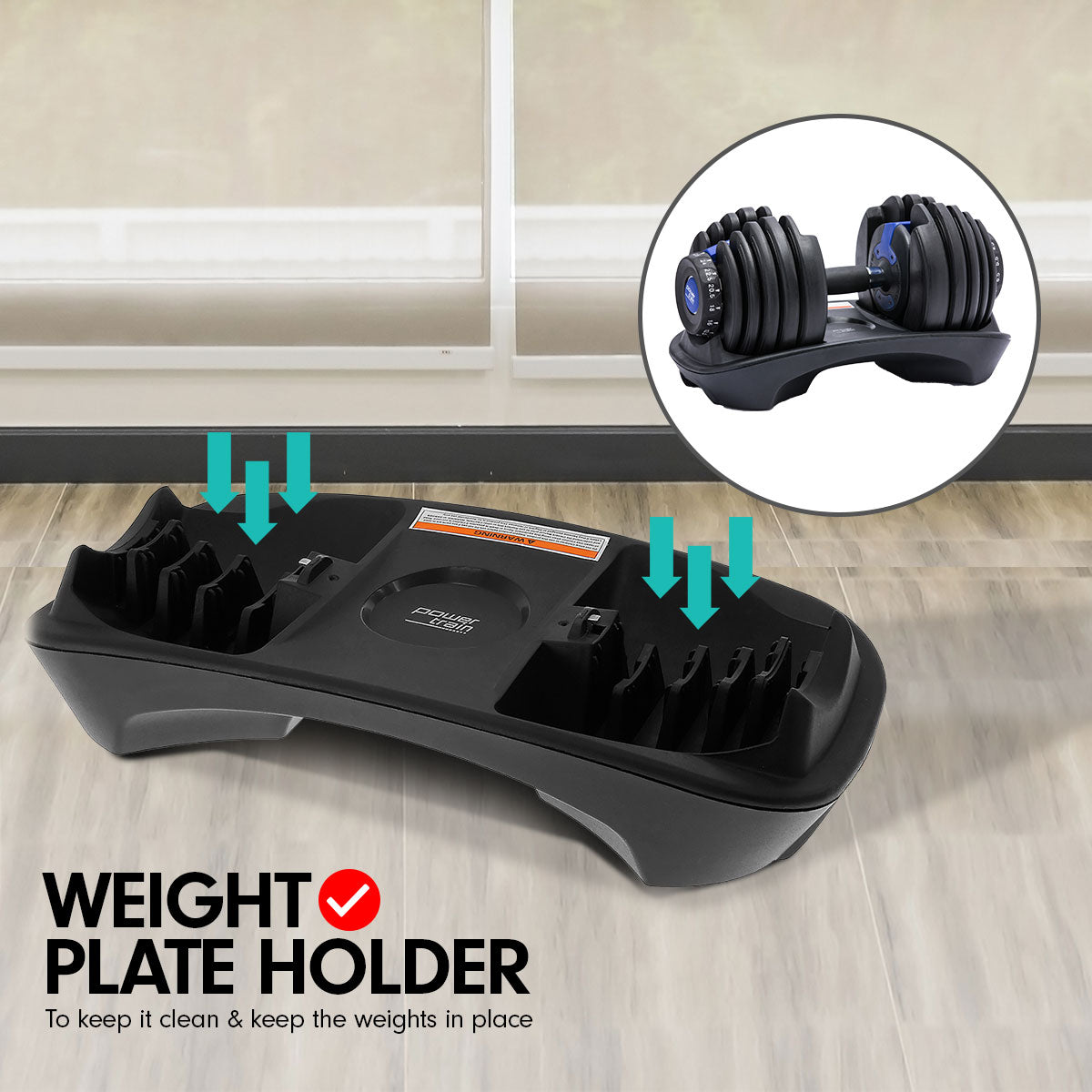 48KG Powertrain Adjustable Dumbbell Set With Stand Blue