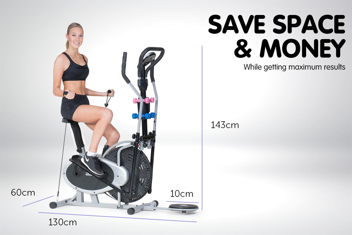 Powertrain 6-in-1 Elliptical Cross Trainer Bike with Weights and Twist Disc