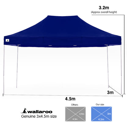 Gazebo Tent Marquee 3x4.5m PopUp Outdoor Wallaroo Blue