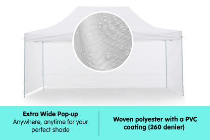 Gazebo Tent Marquee 3x4.5m PopUp Outdoor Wallaroo White