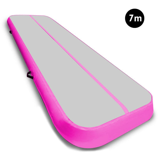 7m x 1m Air Track Inflatable Gymnastics Mat Tumbling - Grey Pink