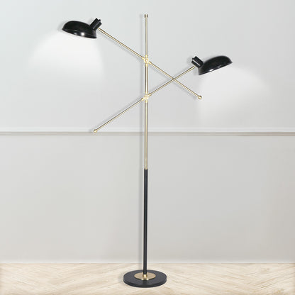 Sarantino Adjustable Two Light Lamp Black and Gold Finish