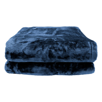 Laura Hill 600GSM Large Double-Sided Faux Mink Blanket- Navy