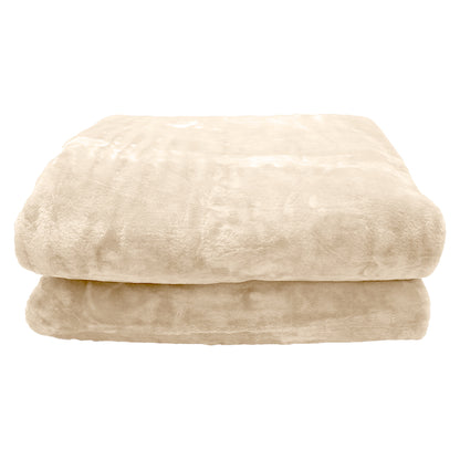 Laura Hill Faux Mink Blanket 800GSM Heavy Double-Sided - Beige