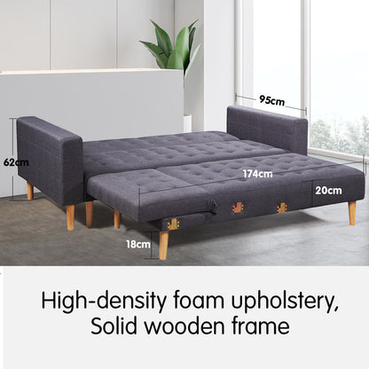Sarantino Linen Fabric Corner Sofa Bed Couch Lounge w/ Chaise D.Grey