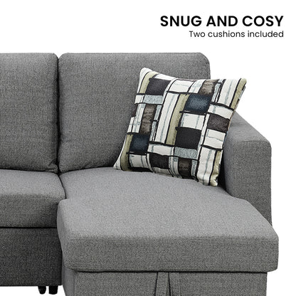 Fontana Pullout Sofa Bed with Storage Chaise Lounge  Sarantino - Grey