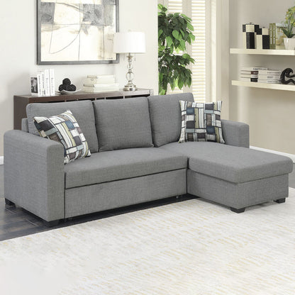 Fontana Pullout Sofa Bed with Storage Chaise Lounge  Sarantino - Grey