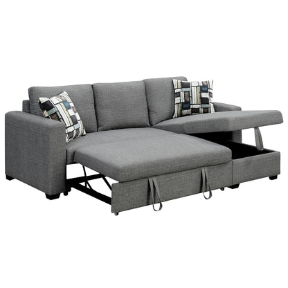 Fontana Pullout Sofa Bed with Storage Chaise Lounge  Sarantino - Grey