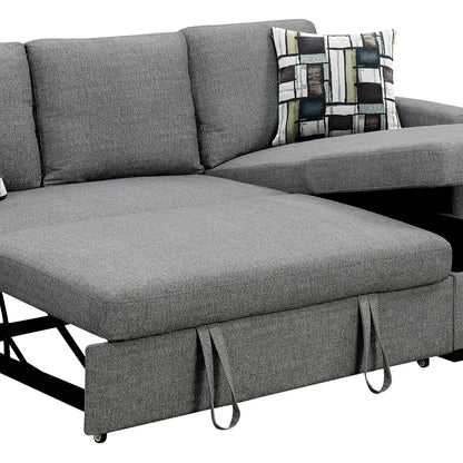 Fontana Pullout Sofa Bed with Storage Chaise Lounge  Sarantino - Grey