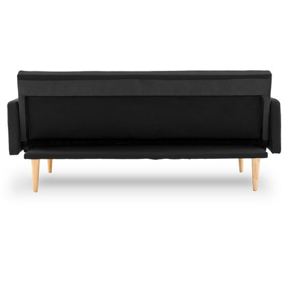 Sarantino 3-Seater Faux Linen Sofa Bed Couch - Black