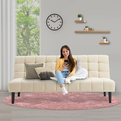 Sarantino Faux Suede Fabric Sofa Bed Furniture Lounge Seat Beige