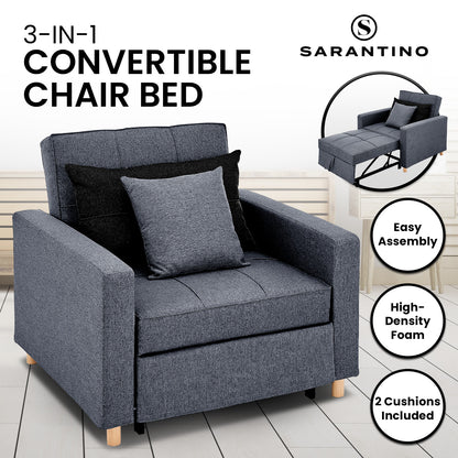 Suri 3-in-1 Convertible Lounge Chair Bed by Sarantino - Blue