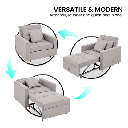 Suri 3-in-1 Convertible Sofa Chair Bed by Sarantino - Khaki