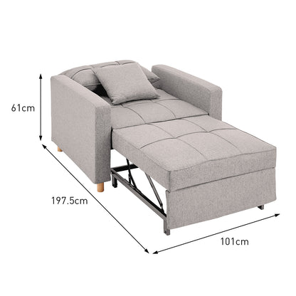 Suri 3-in-1 Convertible Sofa Chair Bed by Sarantino - Khaki