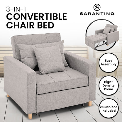 Suri 3-in-1 Convertible Sofa Chair Bed by Sarantino - Khaki