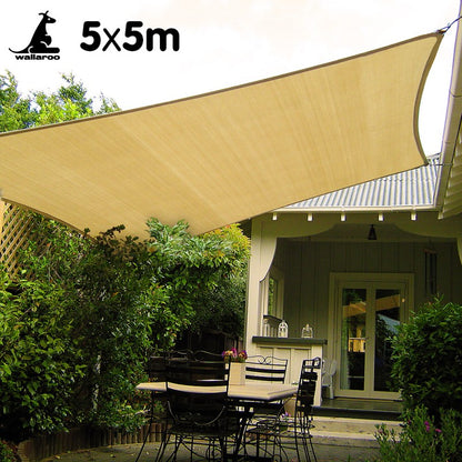 Wallaroo Square Shade Sail 5m x 5m - Sand
