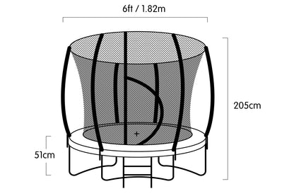 Kahuna Trampoline 6ft with  Roof - Rainbow